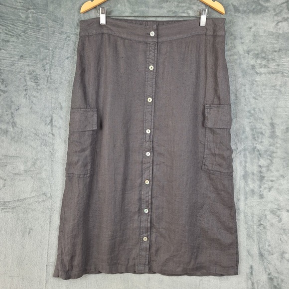 C&C California Dresses & Skirts - C&C California Skirt XL Linen Cargo Boho Beach Coastal Midi Button Lagenlook